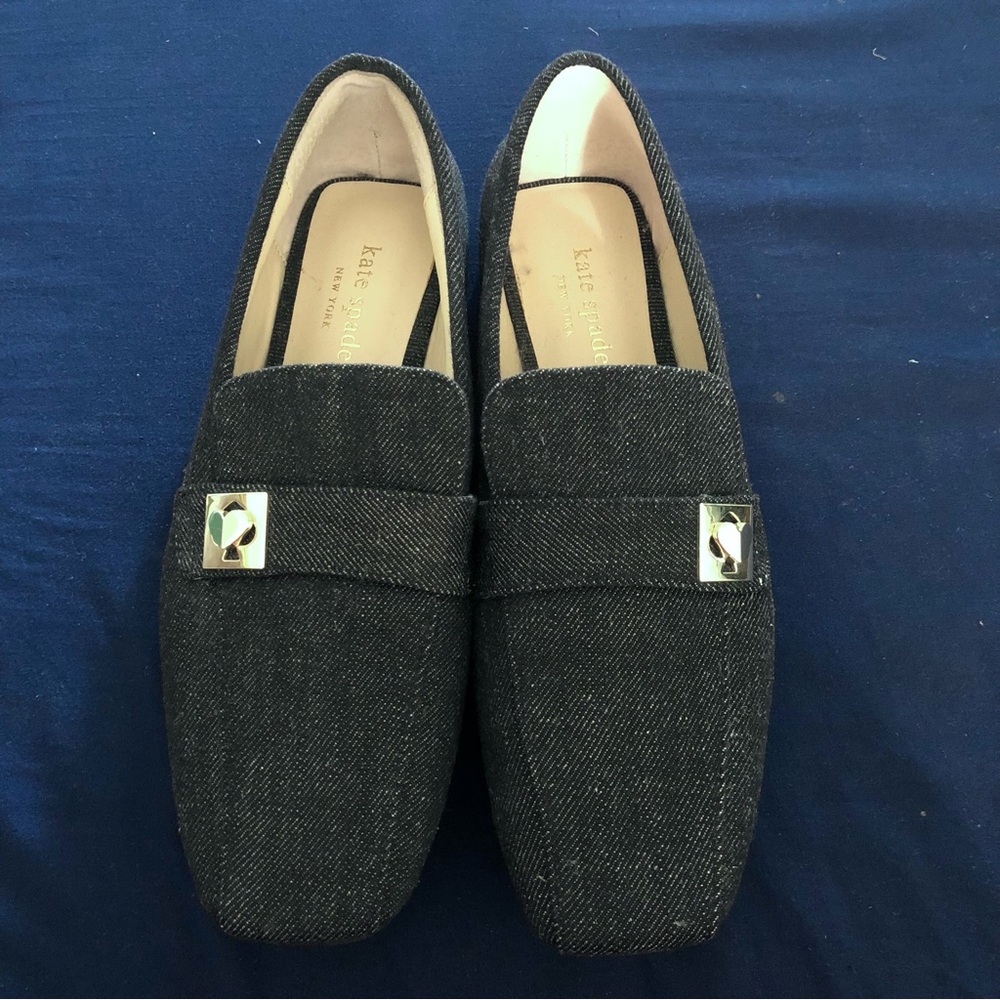 Kate Spade New York Darien Denim Loafer Gold  Spade Logo Hardware Size 6